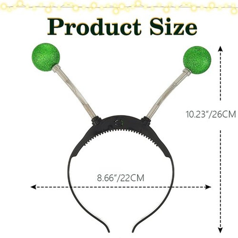 Sixexey Light Up Alien Headband LED Martian Hair Band Antenna Hair Accessories for Women (Green, One Size)