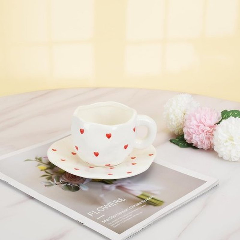 Koythin Ceramic Coffee Mug - Cute Red Heart Design | 10 oz Cup for Home & Office Use