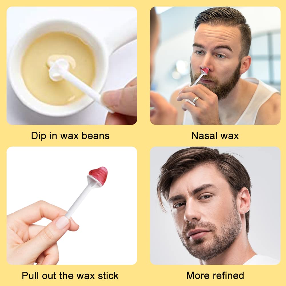 60pcs Nose Wax Applicators, Nose Wax Sticks, N-ose Hair W-ax Applicators, W-ax Sticks Applicator, for Nostril Cleaning and N-ose Hair Removal, Available for Men and Women(White,SIZE:60pcs)