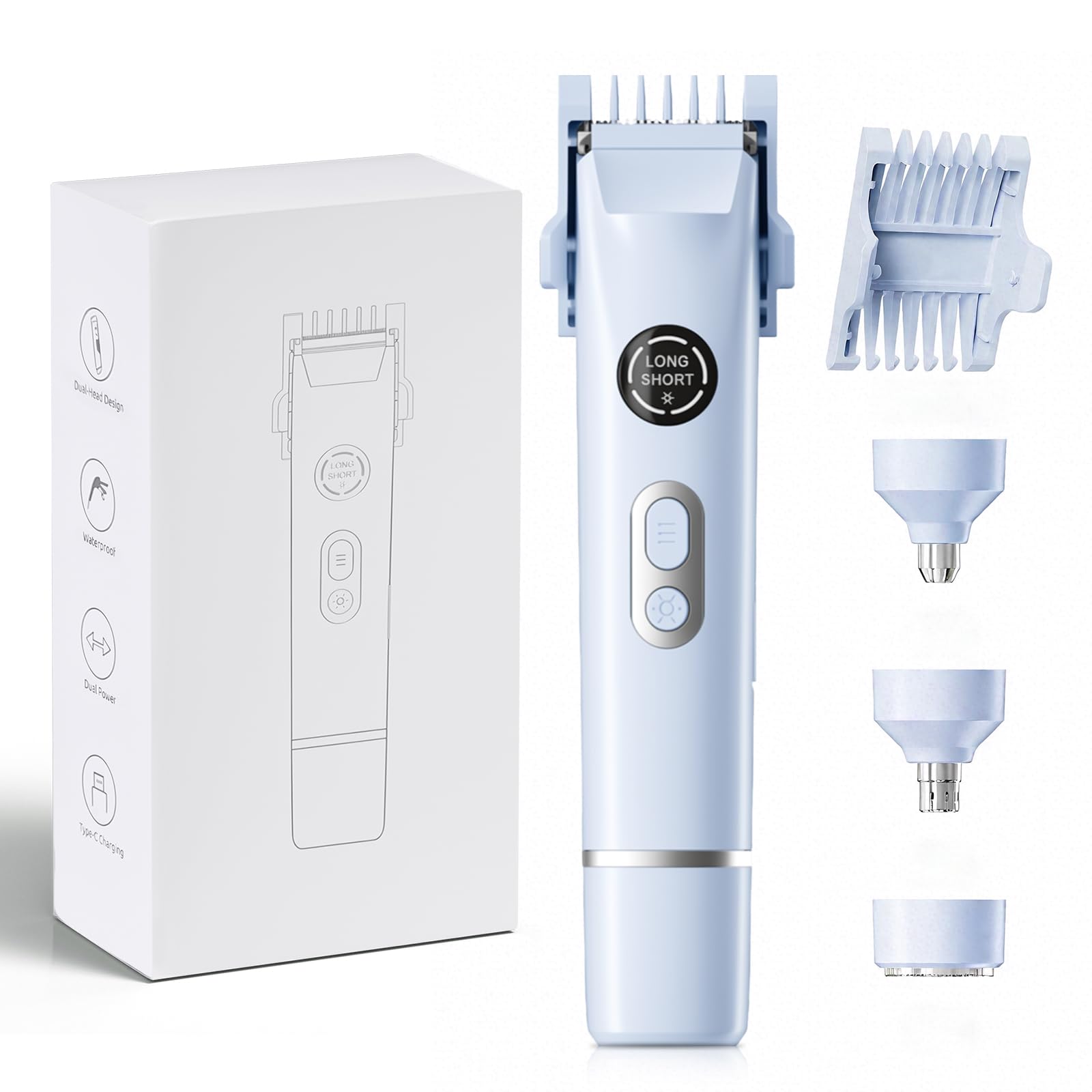 Bikini Trimmer for Women, 4 in 1 Wet/Dry Electric Razors for Women - Dual Head, Painless Rechargeable Portable Womens Razors for Shaving Set for Face, Nose, Eyebrows, Armpits, Bikini Area