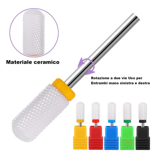 Fantexy Ceramic Nail Drill Bits Set,3/32'' (2.35mm) Professional Cylindrical Ceramic Bits,Cuticle Nail File Bits for Acrylic Nails,Manicure Pedicure Home & Salon Use-Both Left and Right Handed(5 Pcs)