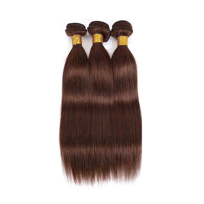 Color 4 Straight Bundles Human Hair Chocolate Brown Bundle Niegmeag Brazilian Virgin Remy Hair 3 Bundles 12 14 16 Inch Double Weft Brown Straight Bundle Hair Weave 150g