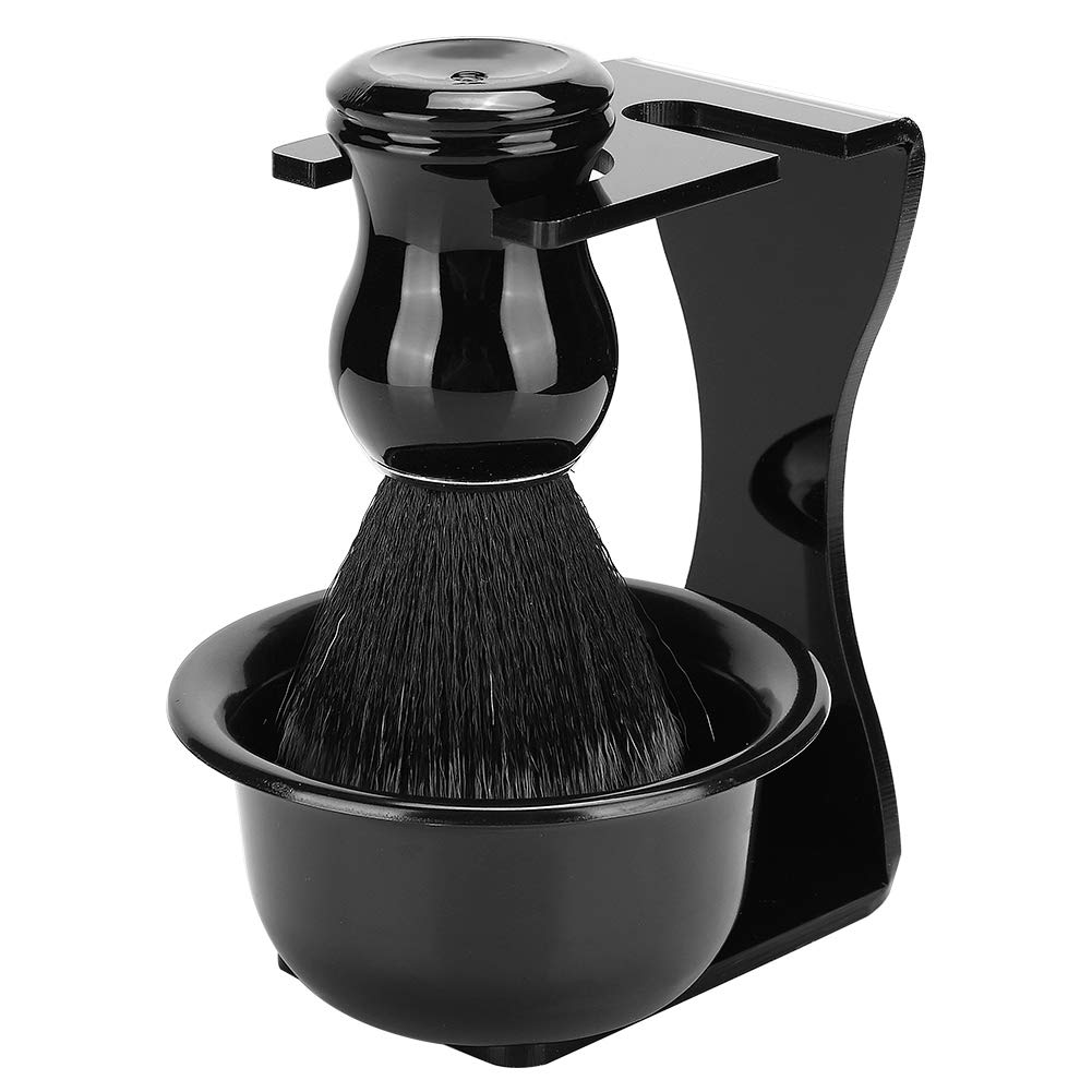 Men's Shaving Brush Set, 3 in 1 Kit with Hair Shaving Brush Soap Bowl Acrylic Holder Stand Home Barber Gift