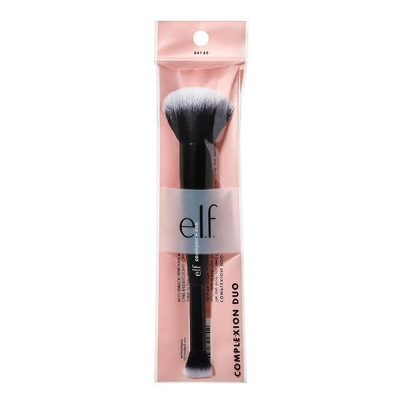 e.l.f. Complexion Duo Brush - Vegan Makeup Brush for Flawless Foundation & Concealer Application