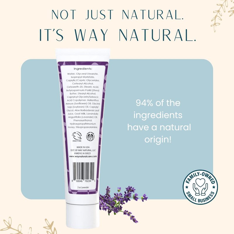 Way Natural Nourishing Goat Milk Lotion, Variety - Body & Hand Lotion Set - Dry Skin Relief, USA Made - Goat Milk Hand Cream for Women & Men - Lavender, Cherry Almond, Vanilla Bean - 3 (2oz) Tubes