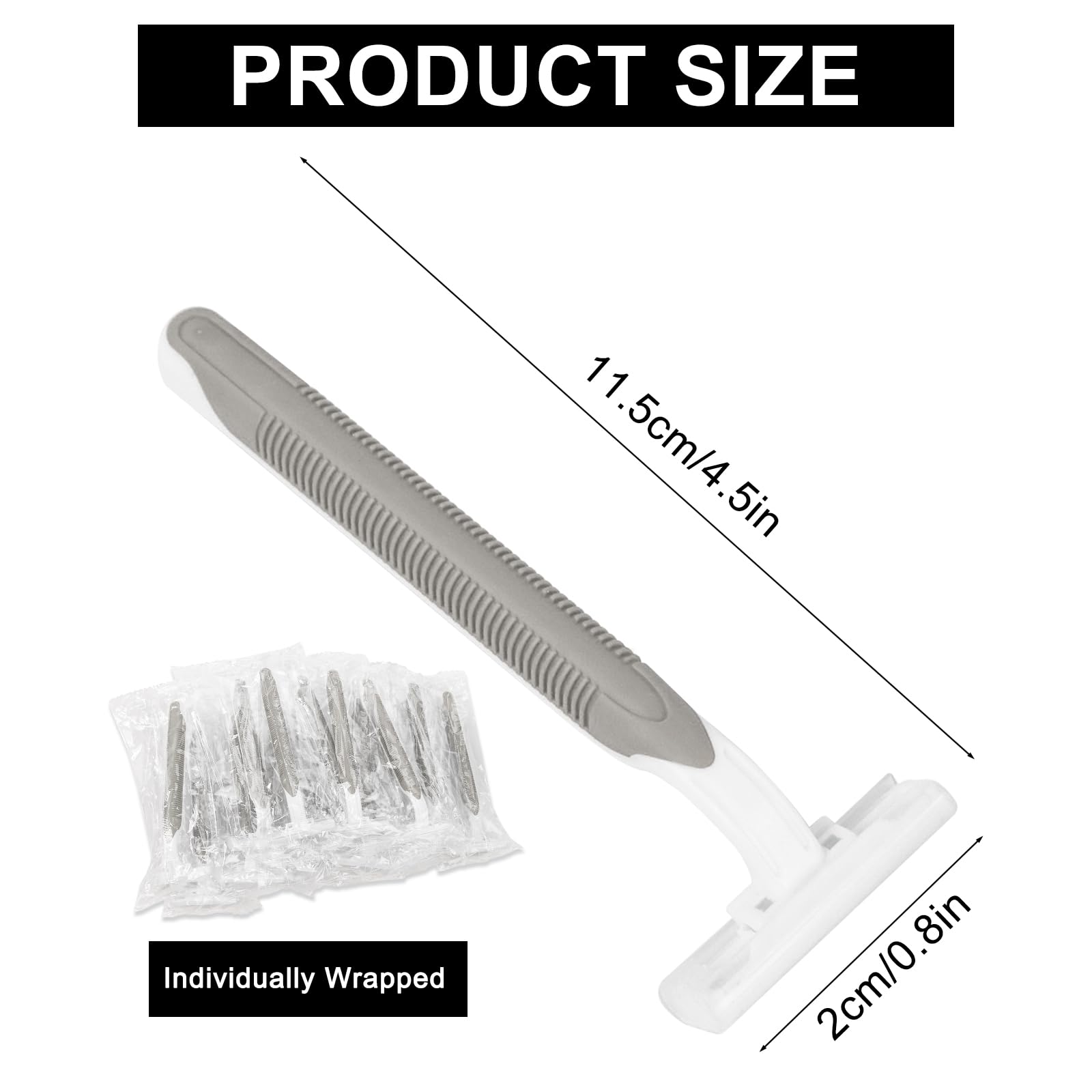 Xuezoioy Disposable Razors Bulk Pack of 30,Gray Travel Bulk Razors Single Use Individually Wrapped 3 Blade Men's Disposable Shaving Razors with Clear Cap for Homeless,Hotel,Charity,Air Bnb,Unisex
