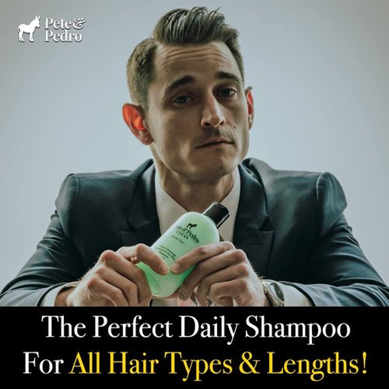 Pete & Pedro CLEAN Shampoo - Deep Cleansing Tea Tree Oil & Peppermint Formula | Dandruff & Greasy Hair Relief | 8.5 oz.