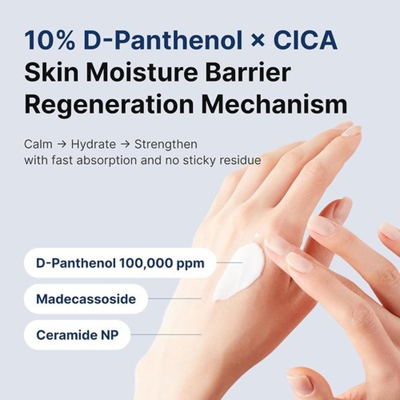 PURE K Panthenol 10% CICA Repair Cream - Intensive Barrier Recovery Moisturizer for Sensitive Skin (2.7 Fl Oz / 80ml)