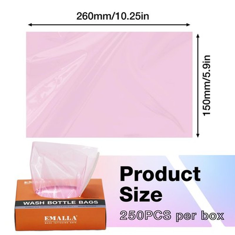 Tattoo Wash Bottle Bags 250pcs - Usiriy Tattoo Bottle Covers Bags Pink Squeeze Bottle Bags Bottle Sleeves for Tattoo Bottles Pink Tattoo Supplies Accessories Tattoo Kits