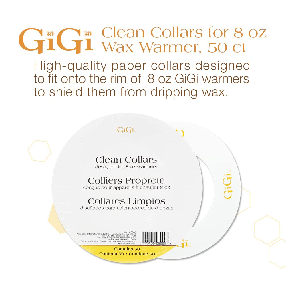 GiGi Collars for 8 oz Wax Warmers - Disposable Protective Paper Rings for Mess-Free Hair Removal, Beauty Accessory for Women & Men, 50 ct, 1 Pack