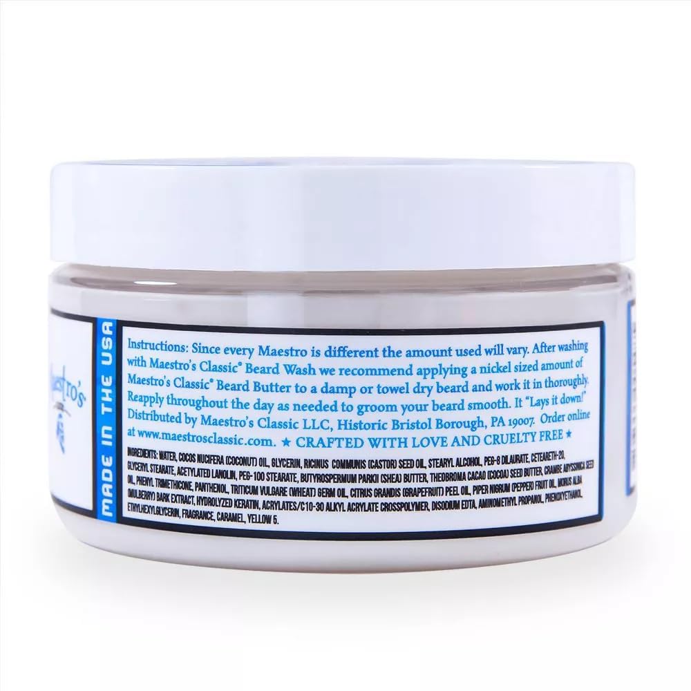 Maestro's Classic BEARD BUTTER | Anti-Itch, Extra Soothing, Hydrating Beard Creme For All Beard Types & Lengths- Mark of a Man Blend, 2 Ounce