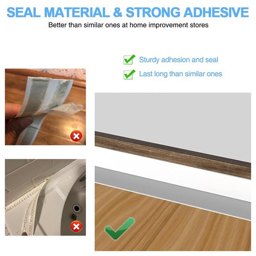 Skiennix Caulk Tape - Self-Adhesive Waterproof Sealant Strip for Bathroom & Kitchen | 2 Rolls, White