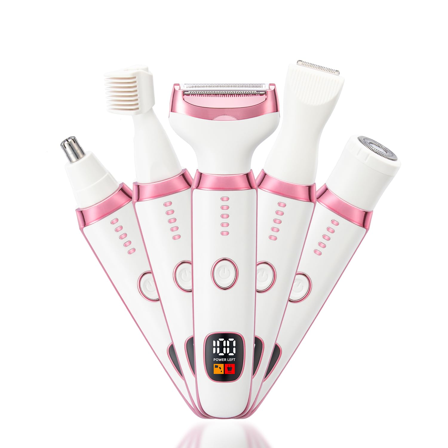 Ourcec Electric Razor Shavers for Women Wet/Dry 5 in 1 Bikini Trimmer Face Razors for Face Nose Eyebrow Arms Armpit Legs Pubic Area Painless Facial Hair Removal