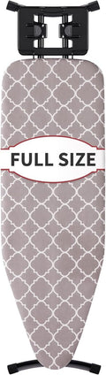 Sturdy Ironing Board by [Brand Name] - Full Size 57” L x 15” W | Foldable & Adjustable with Heat-Resistant Cover (Black Gray)