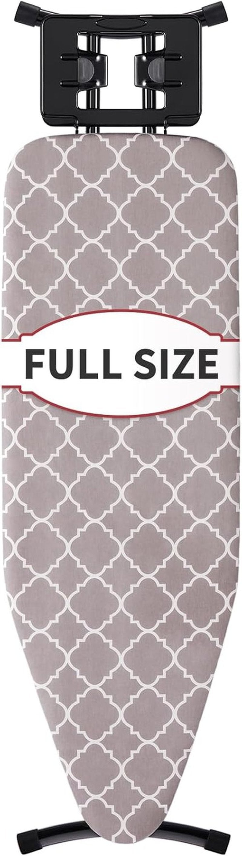 Sturdy Ironing Board by [Brand Name] - Full Size 57” L x 15” W | Foldable & Adjustable with Heat-Resistant Cover (Black Gray)