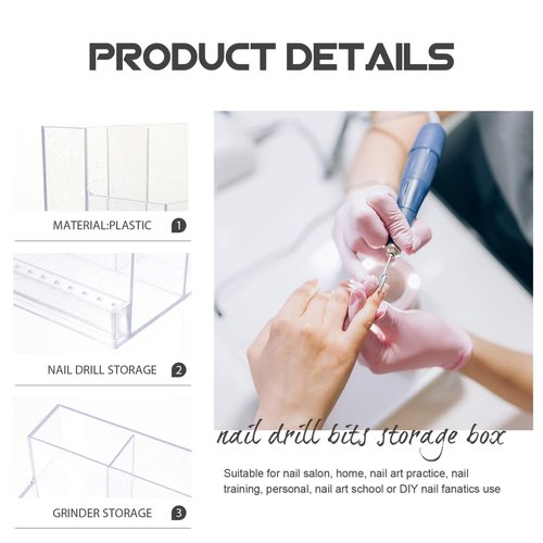 Beaupretty Nail Drill Bit Organizer Case 4.13X4.13X4.05In Compact Storage Box Portable Nail Grinding Head Holder for Manicure Salon and Home Use