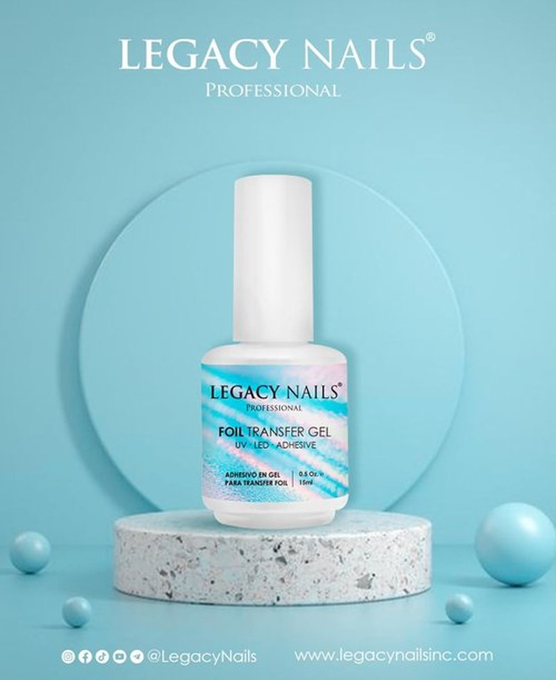 Legacy Nails Professional FOIL TRANSFER GEL 0.5oz - Nail Art Adhesive Gel for Foil Designs, Quick-Drying, UV/LED Curing, Long-Lasting, Easy to Use for Acrylic & Natural Nails