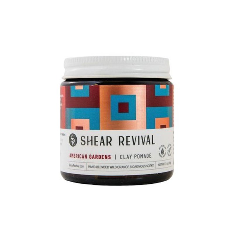 Shear Revival Clay Pomade for Men & Women - Vegan Strong Hold, Matte Finish, 3.4oz, Orange & Oakmoss Scent