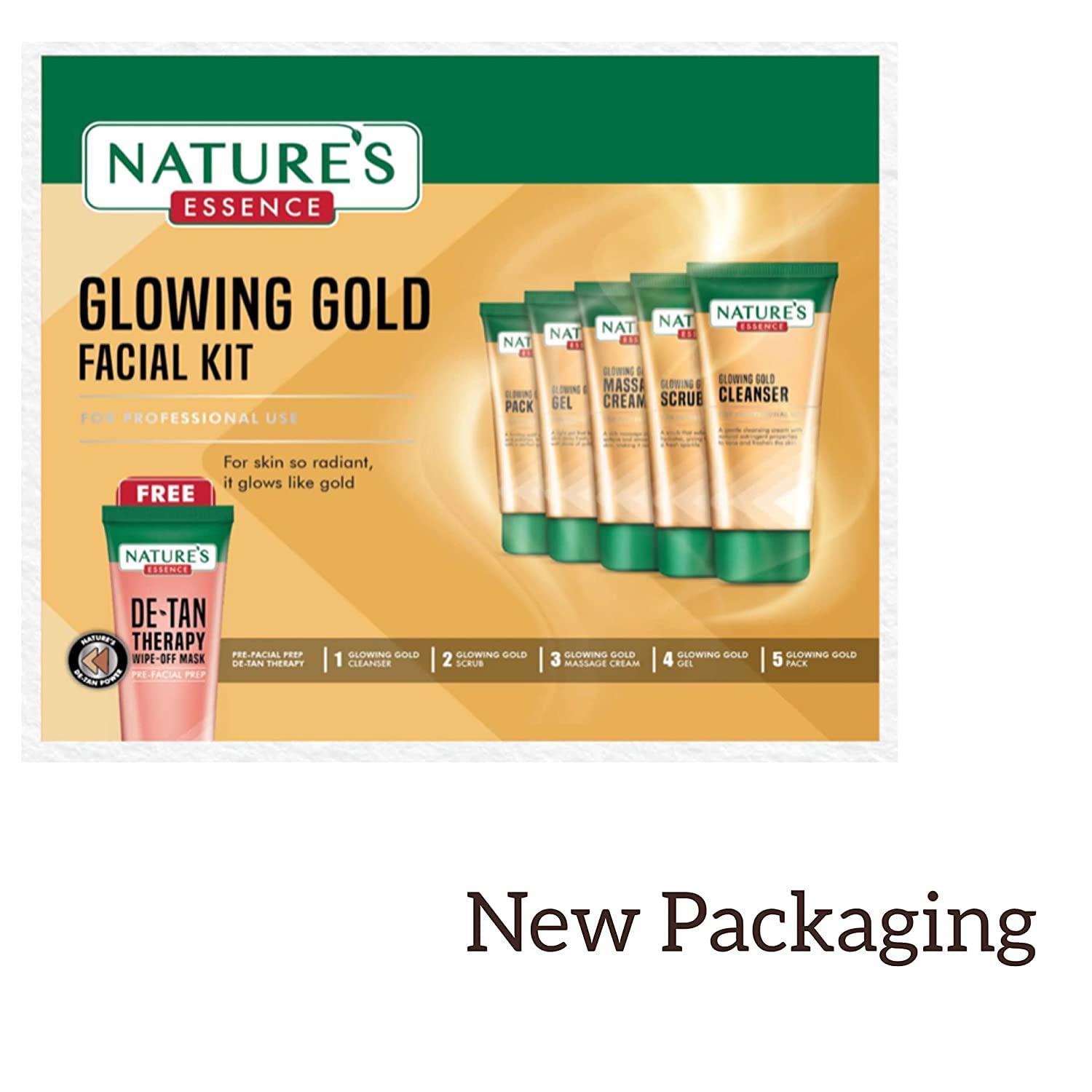 Nature's Essence Glowing Gold Facial Kit, 500 grams (5X100 grams)