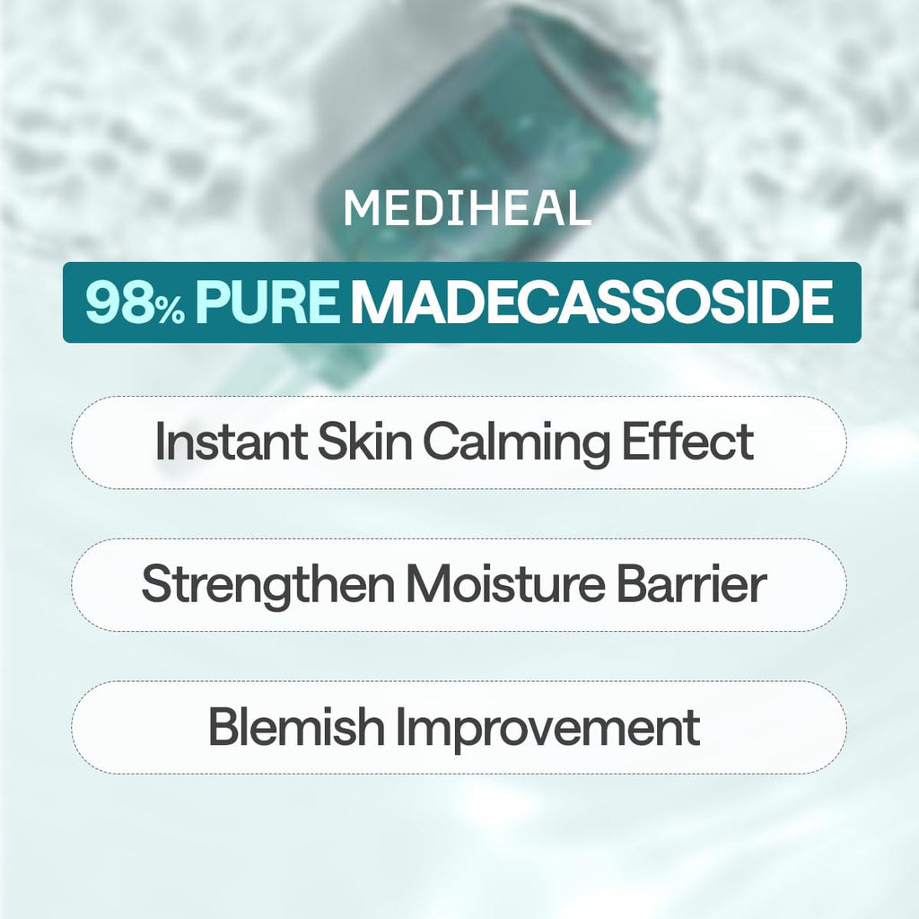 Mediheal Essential Face Mask [Madecassoside] Blemish Repair 4 pcs. with 98% Purity Madecassoside & Hyaluronic Acid - Soothing Care, Hydrating- Travel Essentials, Vegan Formula Korean Sheet Mask