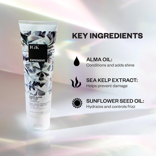 IGK Expensive Clear Gloss Top Coat & Cash In Instant Repair Serum - Vegan & Cruelty-Free | 4.2 oz + 1.7 oz Pack
