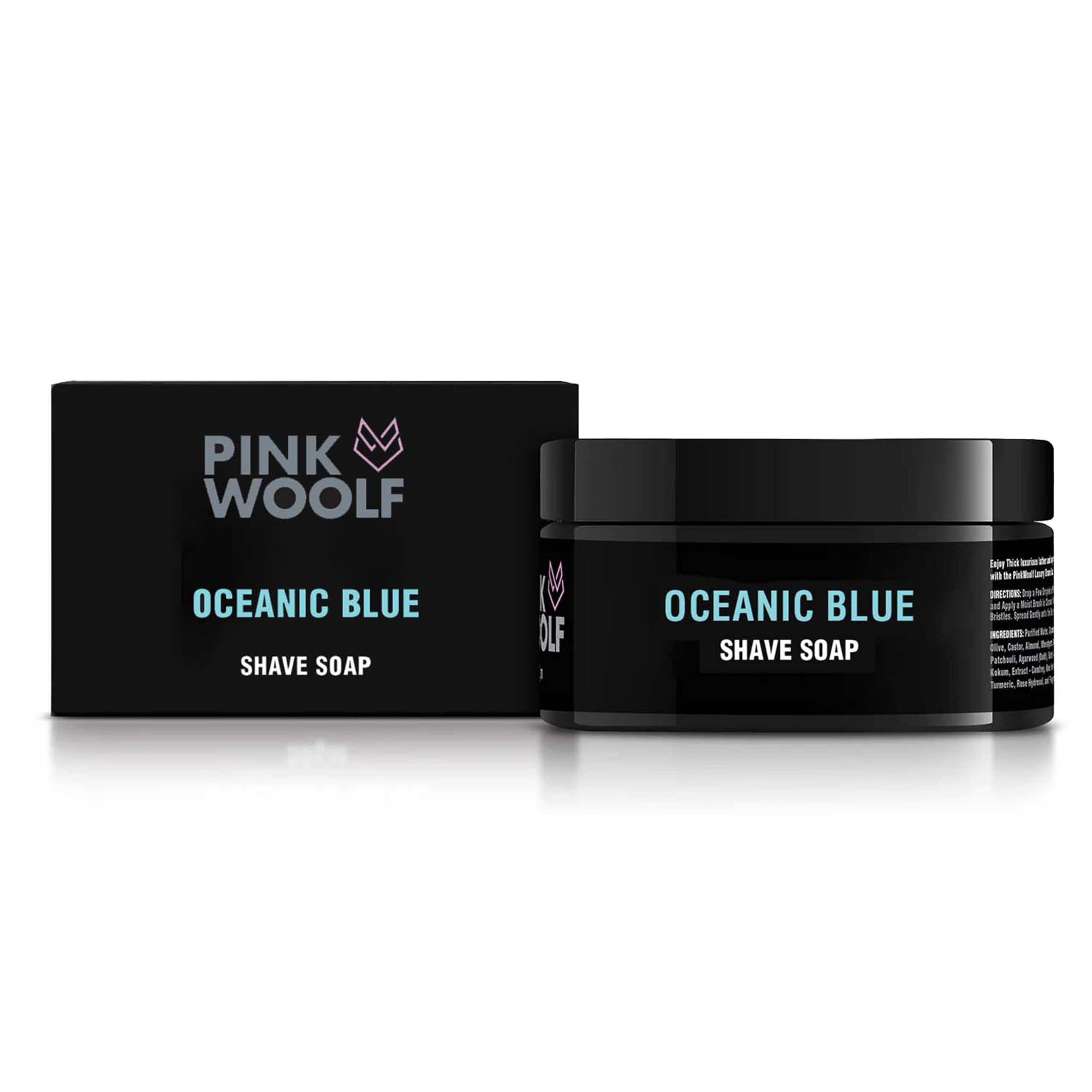Pink Woolf Oceanic Blue Artisan Shaving Soap for Men | Fresh Aquatic Cologne Scent | Rich Lather Wet Shaving Soap | Traditional Luxury Shave Soap for Sensitive Skin