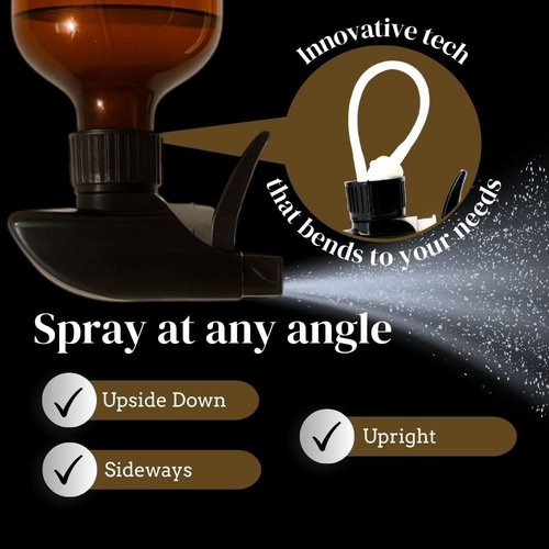 Skiennix 360° Spray Bottle - 16oz (2 Pack) | Versatile Upside Down Amber Plastic Bottles
