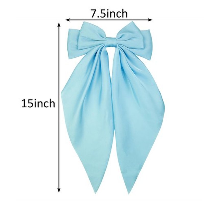 JGQUR Pastel Satin Bows Hair Accessories 4PCS - Long-Tail Bow Clips for Women, Sky Blue Lilac Light Pink Beige - Stylish Hair Barrettes for Spring and Casual Looks