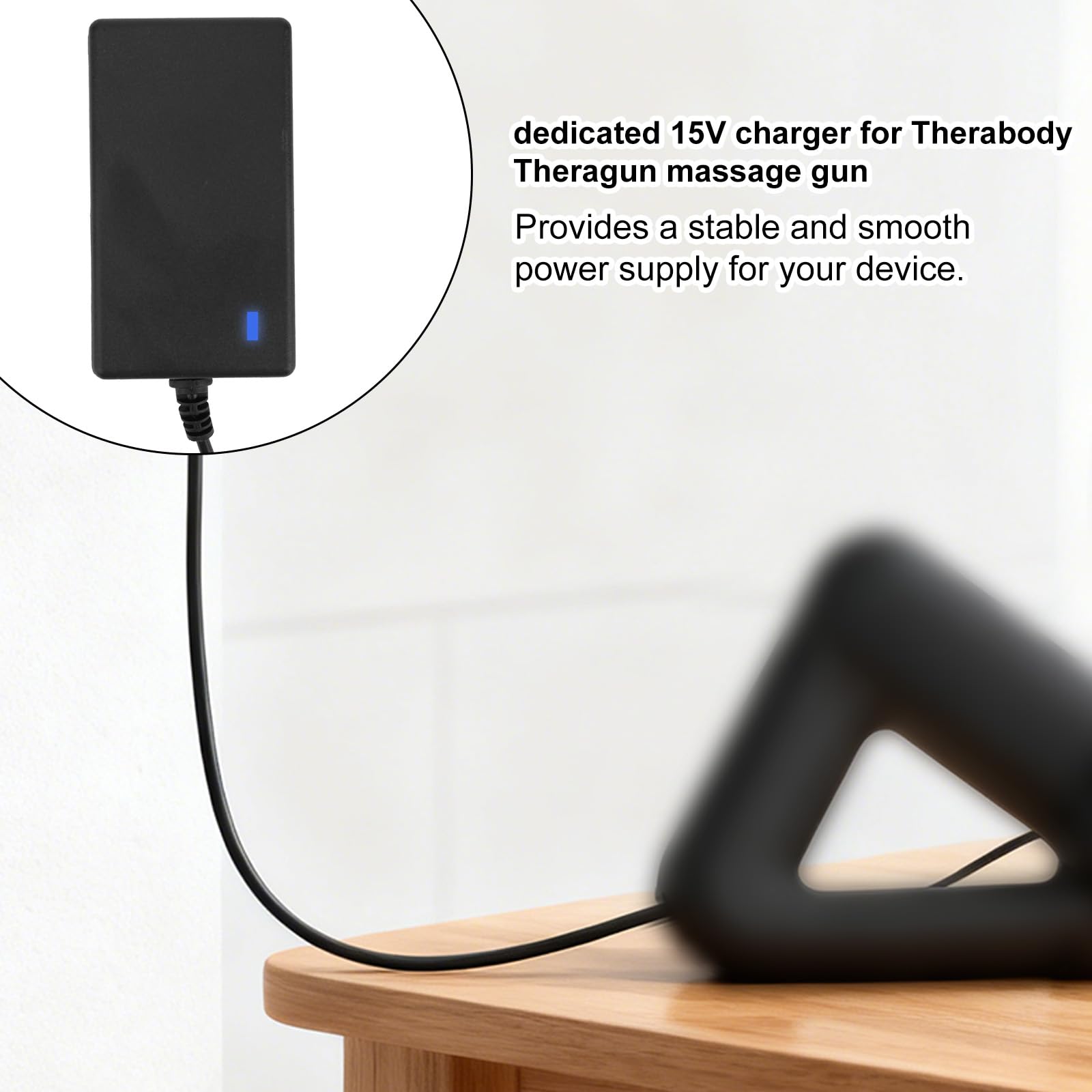15V Charger for Theragun Mini/Prime/Fusion, Compact and Portable Massage Gun Power Adapter Charger with Multiple Battery Protections for Massager Professional Accessory