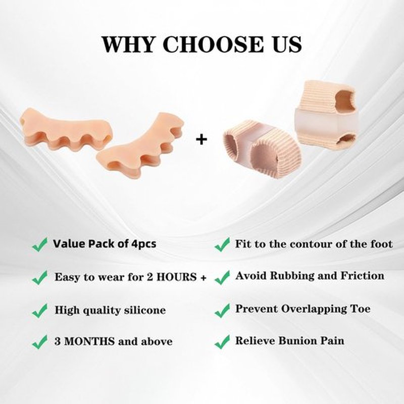 SANHLSKJ Big Toe Spacers Separators Bunion Corrector for Women Men,Yoga Gel, Foot Pain Relief and Health,1 pair Each