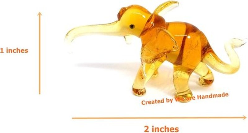 Skiennix Handmade Mini Elephant Family Figurines - Colorful Blown Glass Art | 2" Jungle Collectibles
