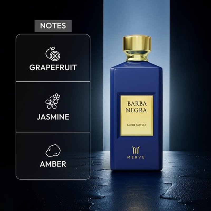 Merve Barba Negra Premium Unisex Fragrance - Long Lasting Citrus, Fruity & Ambery Musk | 3.4 Ounces