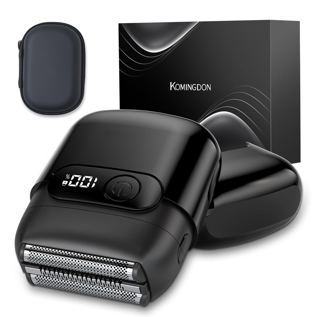 Electric Foil Shavers for Men,Mini Electric Razor with Storage Bag,3 Floating Blades,Portable mini Shaver,IPX7 Waterproof,Wet Dry Face Razor,USB-C (Black)
