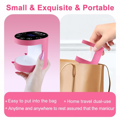 MEKK Cordless Mini UV Light for Gel Nails - 24W Rechargeable Mini UV LED Nail Lamp with Touch Control & Auto Sensor,Small Flash Cure Lamp,4 Timers,Portable Nail Light for Tavel & Home Use-Rose Pink