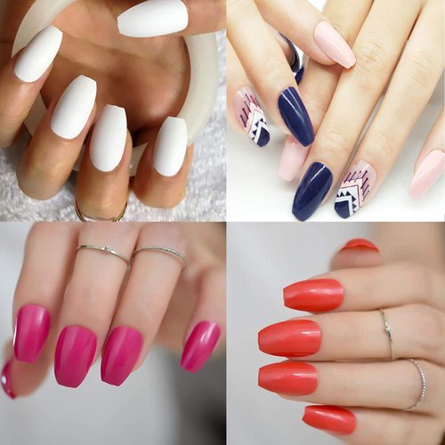 Beuniar Acrylic Nails Tips Short Coffin 500PCS Ballerina Artificial False Nail Tip Full Cover 10 Sizes with Box for Art Salons & Home DIY (Natural)