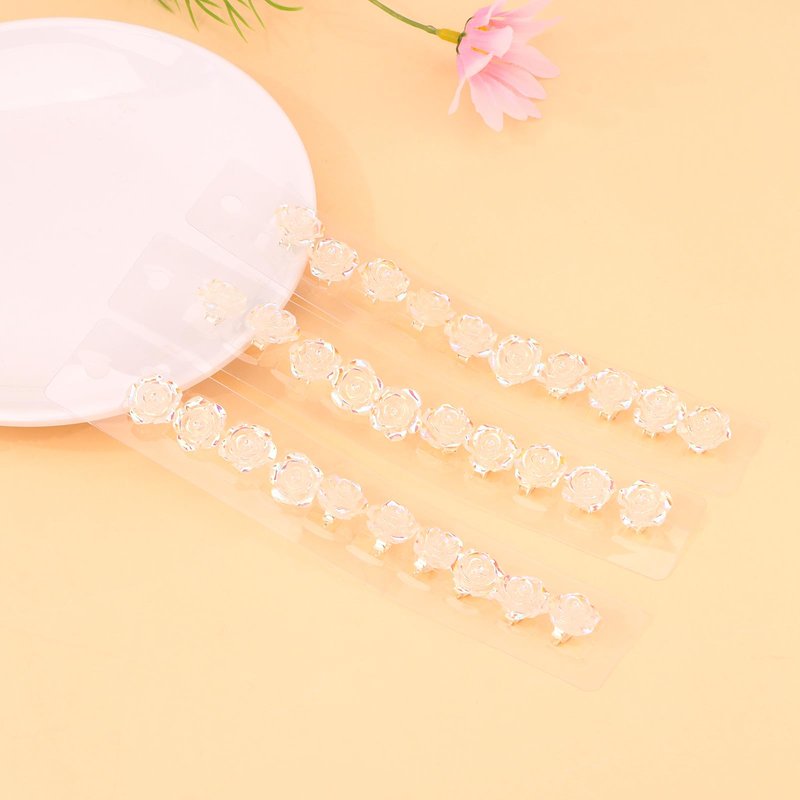 Wecoe 30 Pcs Small white Rose Flower Hair Clips Cute Decorative Tiny Mini Iridescent Hair Clips Wedding Halloween Princess Accessories Women Valentine's Day Chirstmas Gift