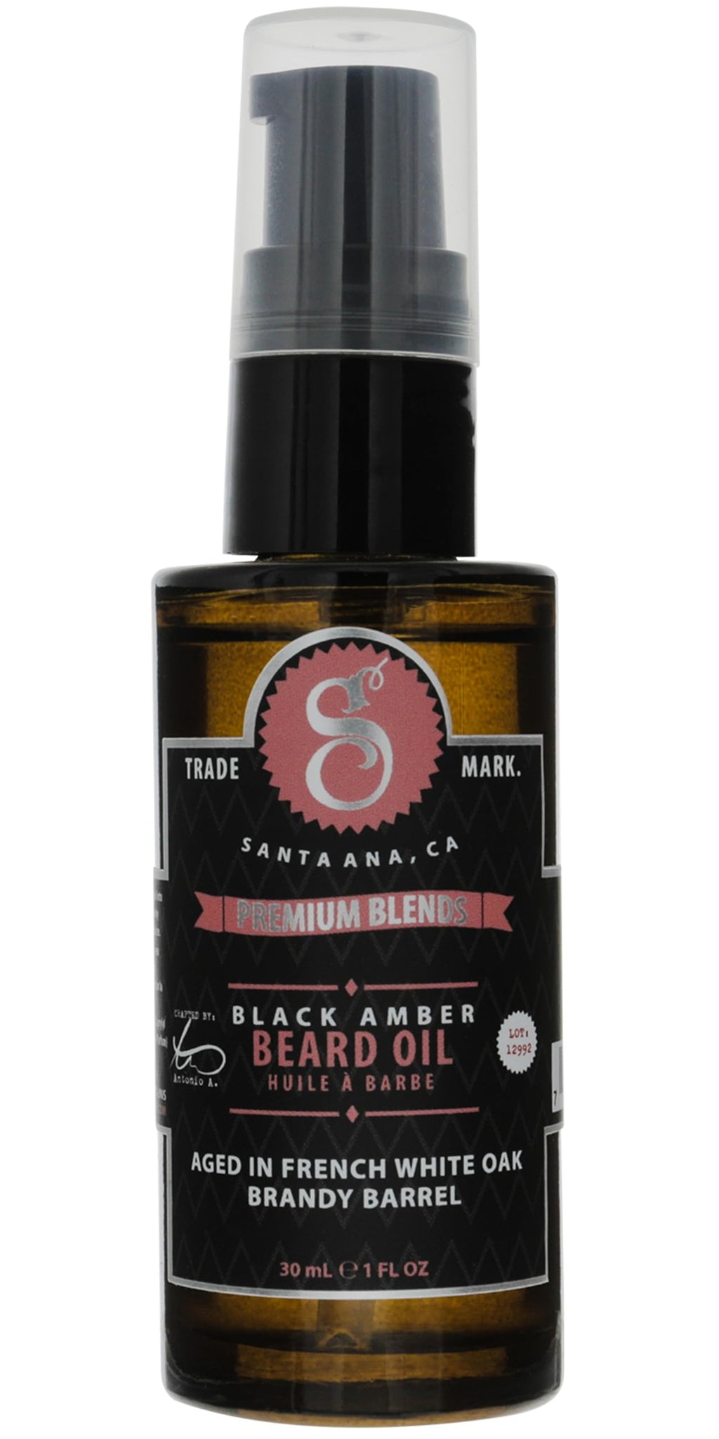 Suavecito Premium Blends Beard Oil - Leave-In Beard Conditioner For Softening Hair, Hydrating Skin, Eliminating Beard Dandruff, Healthy Beard Growth - Black Amber Fragrance - 1 oz
