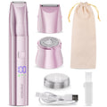 Bikini Trimmer for Women 2 in 1 Electric Razors for Women - Wet and Dry Electric Lady Shaver, Smooth Facial Hair Remover and Body Hair Trimmer for Bikini,Leg, Underarm, Face, Private Area (Rose)
