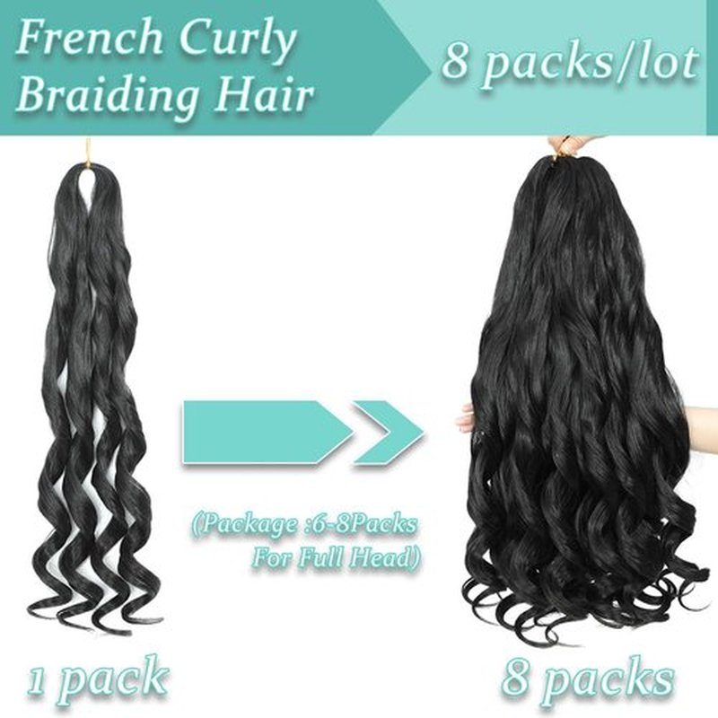 French Curl Braiding Hair, 12 Inch Curly Braiding Hair 8 Packs Bouncy French Curl Crochet Braids for Black Women Pre Stretched Loose Wavy Extensions(1B, 12Inch)