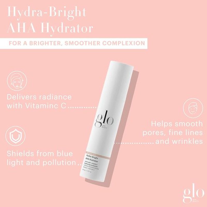 Glo Skin Beauty Hydra-Bright AHA Hydrator - Lightweight Illuminating Moisturizer for Brighter, Smoother Skin (1.7 Fl Oz)