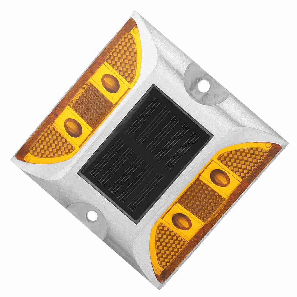 Dioche 2-Sided Reflector Road Pavement Marker, Road Emergency Aluminum Reflector with LED Flashing Security Accessories