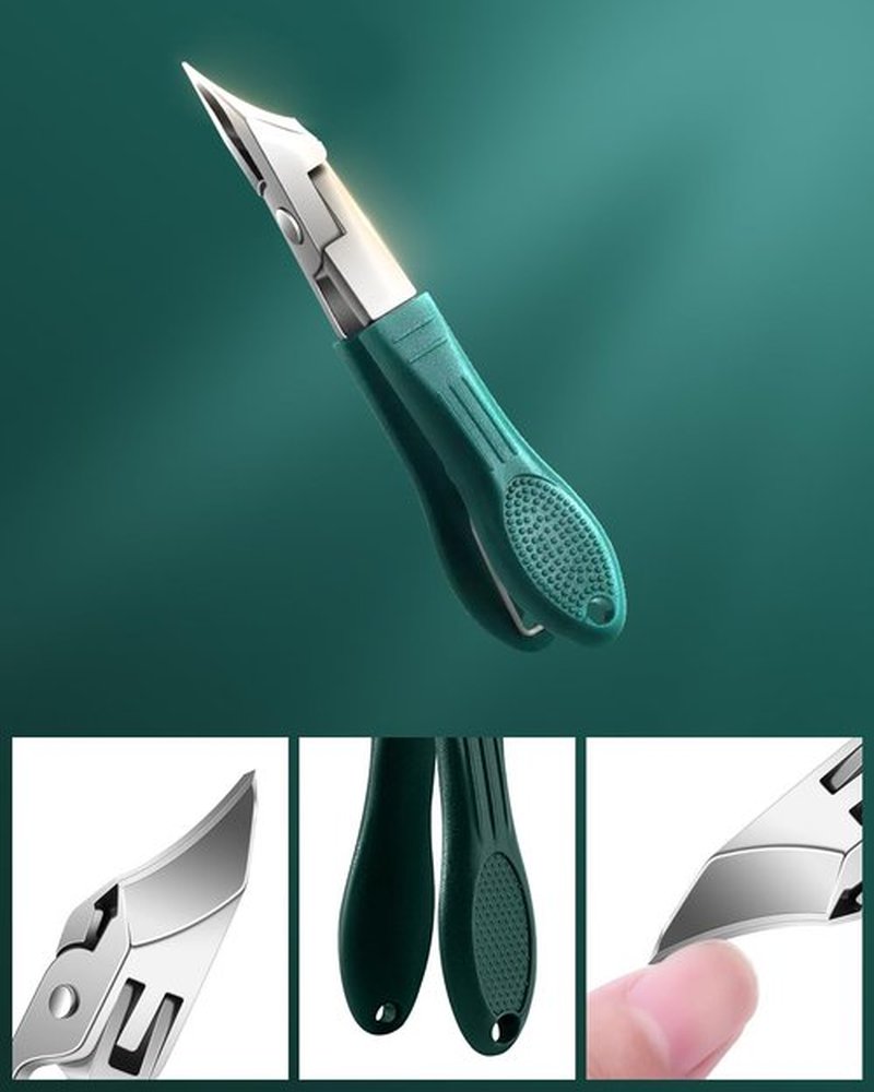 6 Pcs Eagle Beak Nail Clippers Set, Eagle Beak Beveled Angled Nail Clipper Wide Jaw Opening Anti-Splash Slanted Edge Nail Clippers for Thick Nails, Ingrown Toenails(Green&Black)