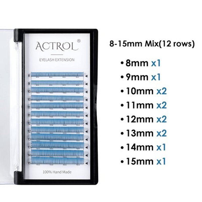 Colored Eyelash Extensions Easy Fan 8-15mm Mixed Light Blue D Curl Easy Fanning 0.07mm Self Premade Volume Lash