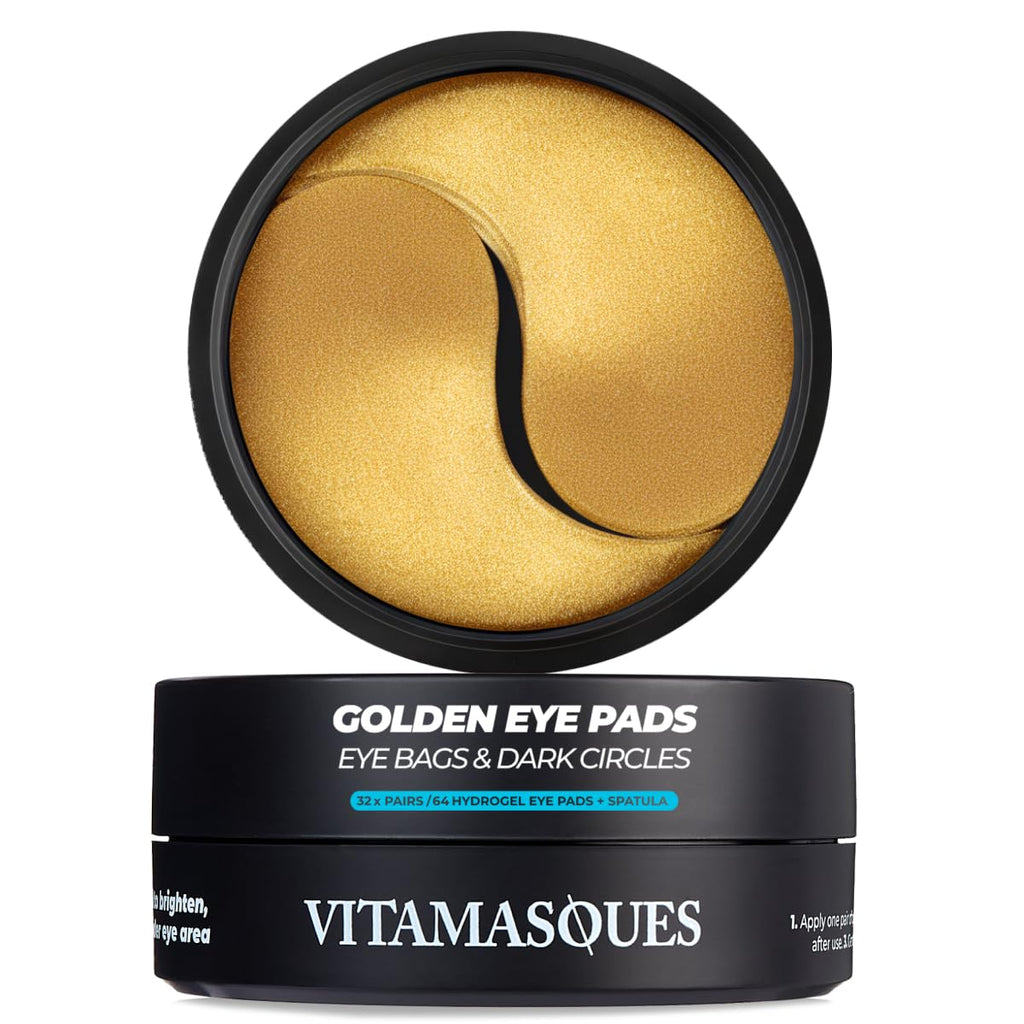 Vitamasques Golden Hydrogel Eye Pads For Puffy Eyes & Dark Circles – Refresh in 15 minutes - Formulated in Korea - 32 Pairs / 64 HydroGel Eye Pads