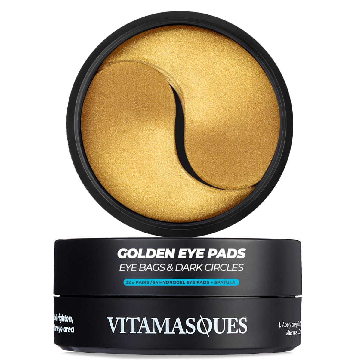 Vitamasques Golden Hydrogel Eye Pads For Puffy Eyes & Dark Circles – Refresh in 15 minutes - Formulated in Korea - 32 Pairs / 64 HydroGel Eye Pads