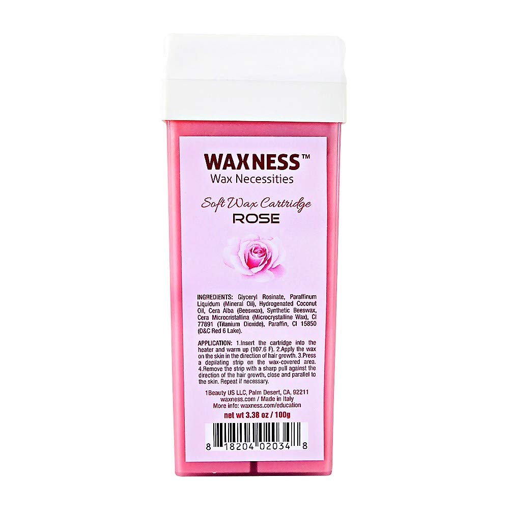 Waxness Soft Wax Cartridge Variety Pack – Azulene, Rose, Natural & Russian Pearl – Pack of 4 × 3.38 oz (96 g) – Professional Strip Wax Roll-On – Made in Italy