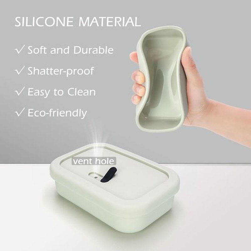 AIDIMMING Travel Soap Case - Enhanced Leak-Proof Shatterproof Silicone Holder | Portable Off-White Design