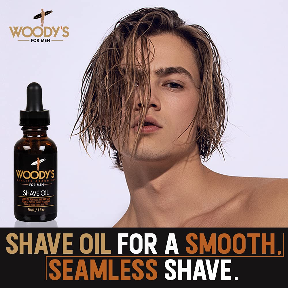 Woody's Shaving Essentials, Shave Oil for Men, Pre-Shave Base Oil Layer for Enhanced Shaving and Smoother Skin, 1 Fl Oz