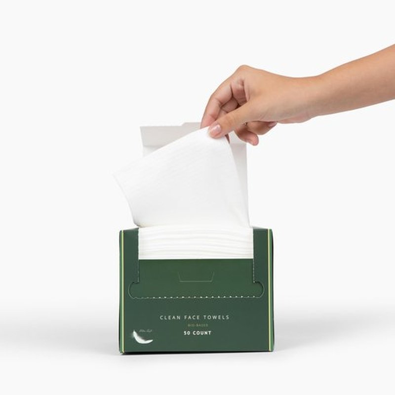Merbeau Clean Facial Towels for Sensitive Skin, 100% USDA Biobased Face Towels, 50 Count, Ultra Soft, Makeup Remover Dry Wipes, Viscose