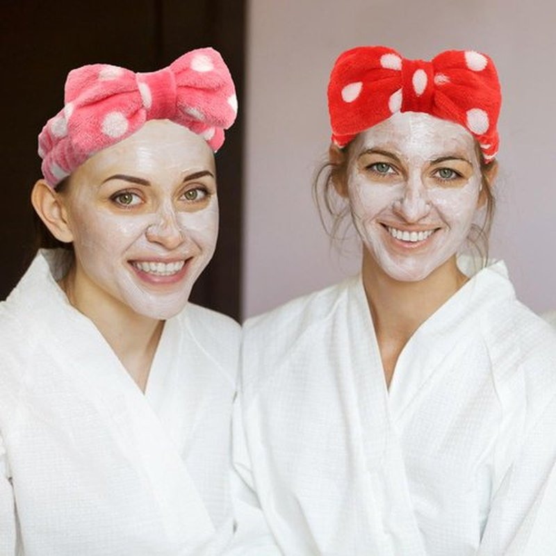 AOPRIE SPA Headbands for Washing Face Makeup Headbands with Bow Laurel Hair Band Women Facial Head Band Wrist Towel Wraps For Shower Face Mask Red Pink White Purple, 6 Pack